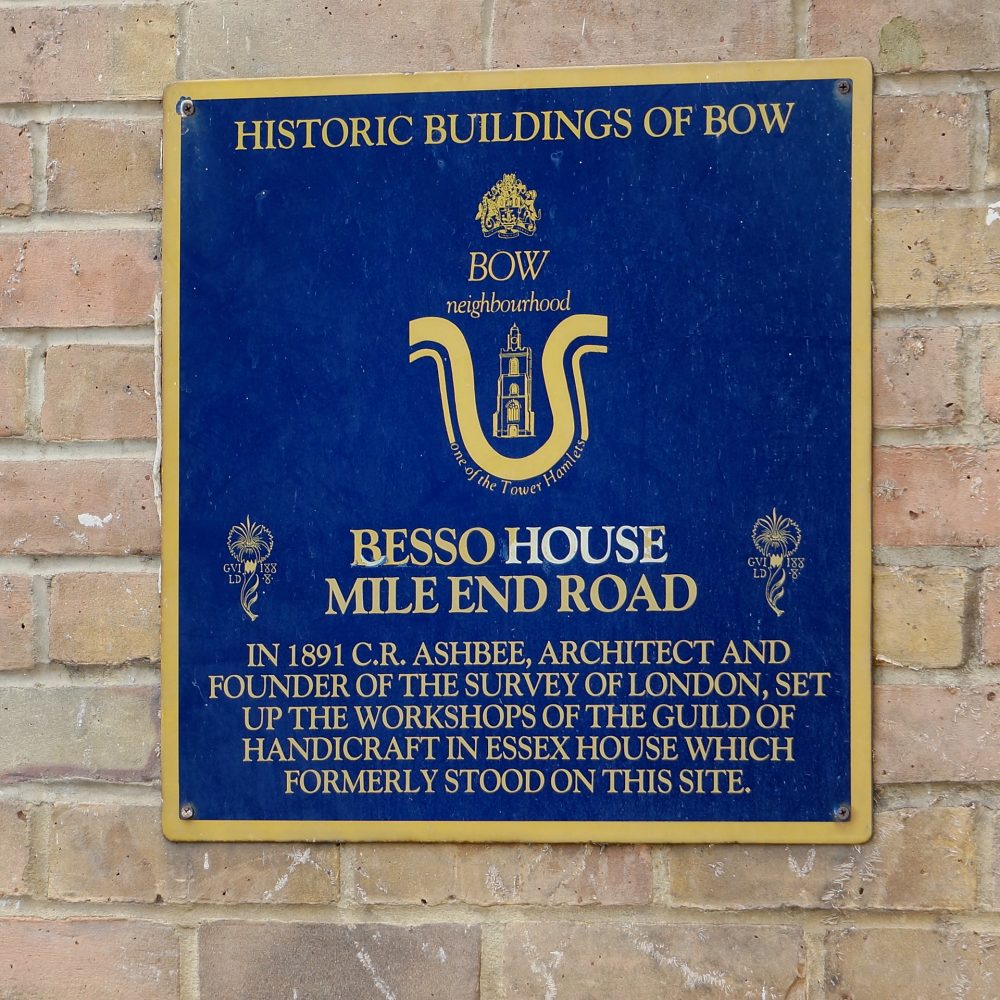 Besso House Plaque opposite Mile End Station