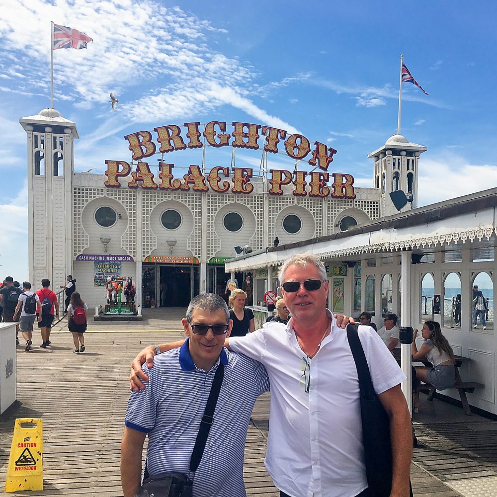 The Geezers coach trip to Brighton: Zafer Hassan and Eddie Snooks on Brighton Pier