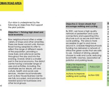 sample page form the Roman Road & Bow neighbourhood plan