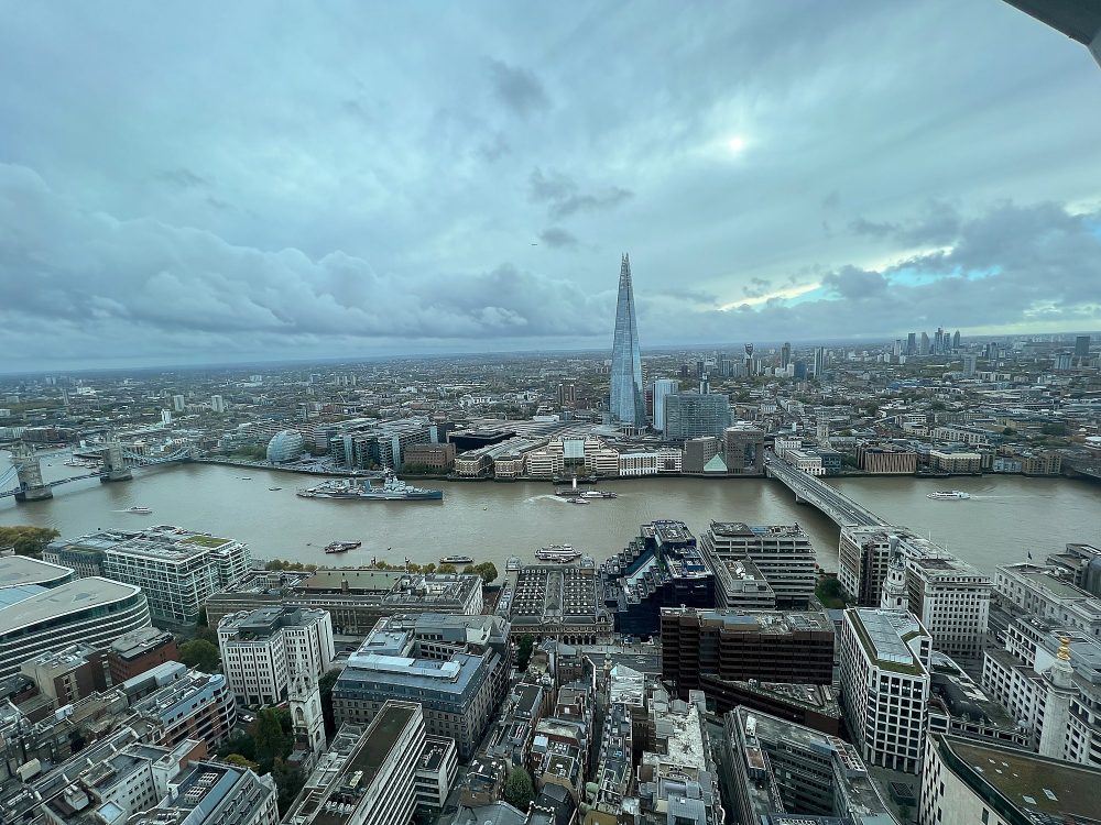 The fabulous view looking south from the outdoor terrace at the Skygarden 20 Fenchurch Street