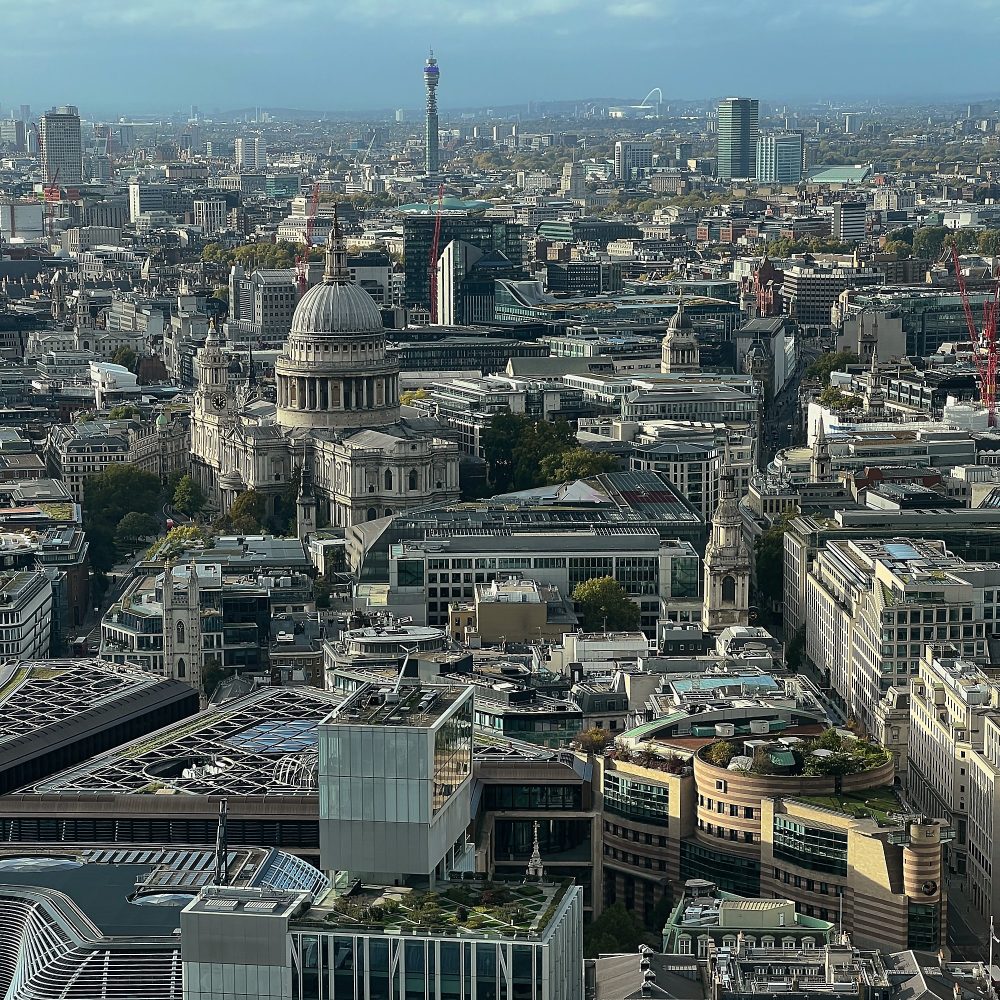 Looking west from 20 Fenchurch Street. You can see the Wembley Arch on the horizon.