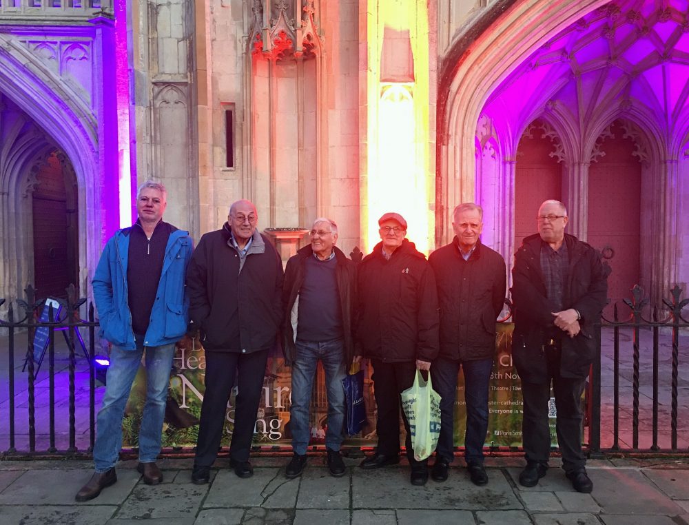 The Geezers outside Winchester Cathedral