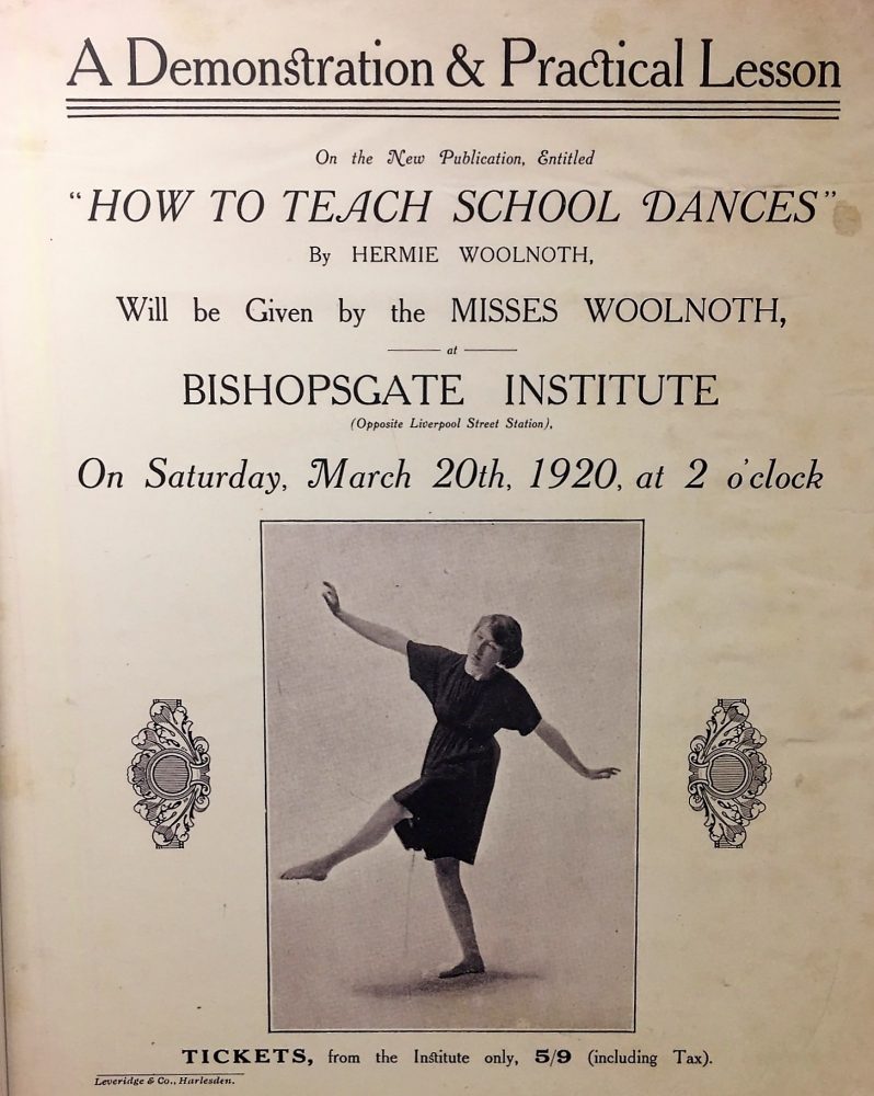 How to teach school dances in 1920. A poster in the Bishopsgate Institute Archives
