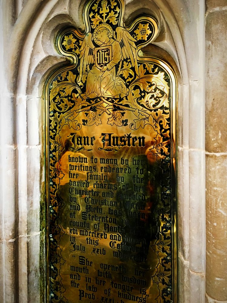 Detail of the monument to Jane Austen