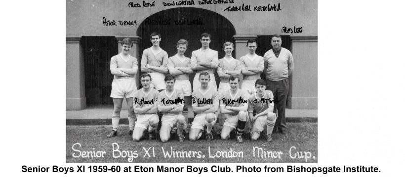 Senior Boys XI 1959-60 at Eton Manor Boys Club photo from Bishopsgate Institute