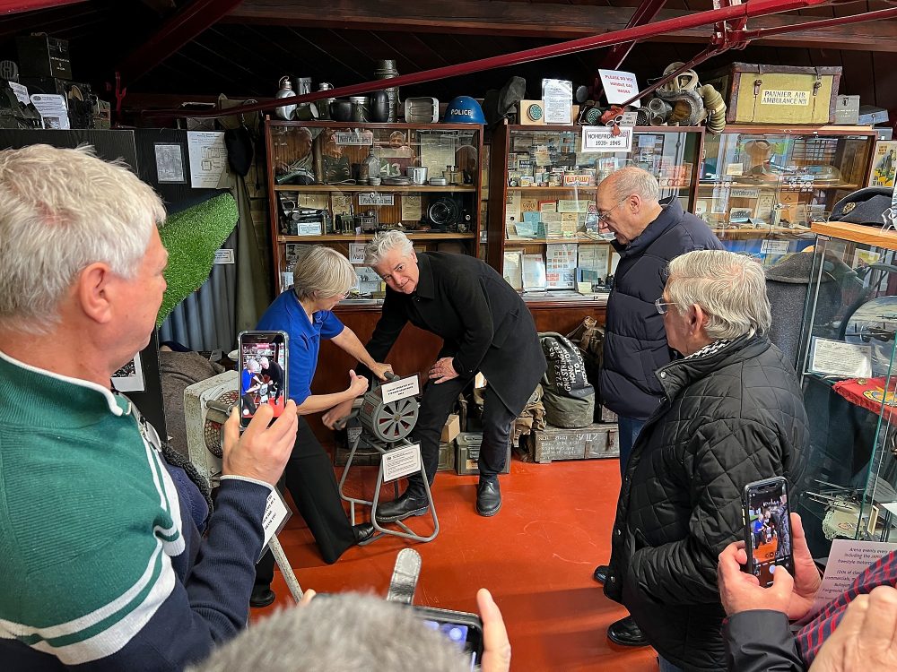 The Geezers try out a WWII air raid siren. The volunteers at Whitewebbs Museum were really knowledgable