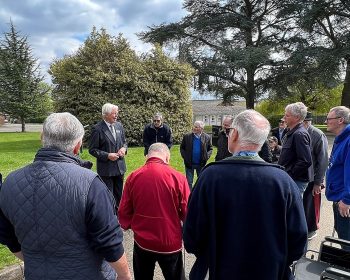 Tour guide Bob Lovesey at Bletchley Park with the Geezers