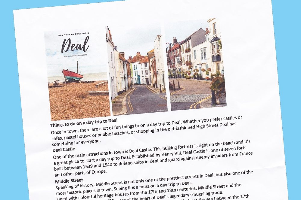 John Forster's handy list of things to do in Deal