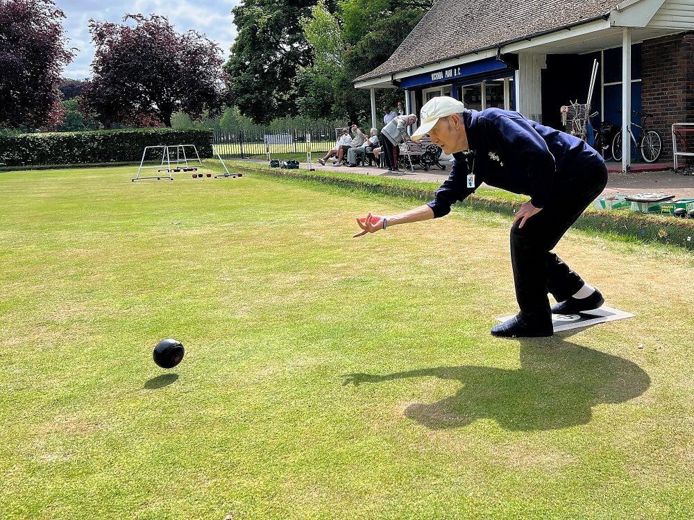 John McLaughlin bowling at Victoria Park London