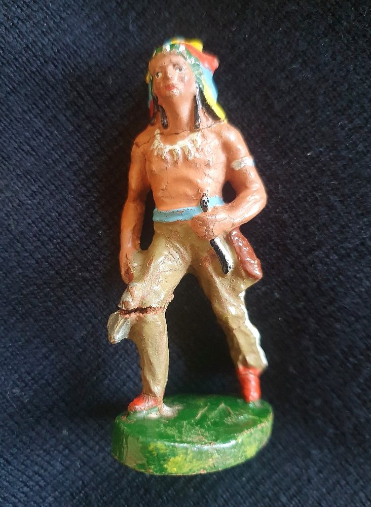 A toy figure of an American Indian from the 1930s