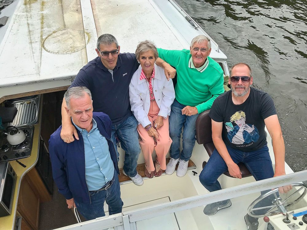 The Geezers on Norfolk Broads cruiser, Galway Girl