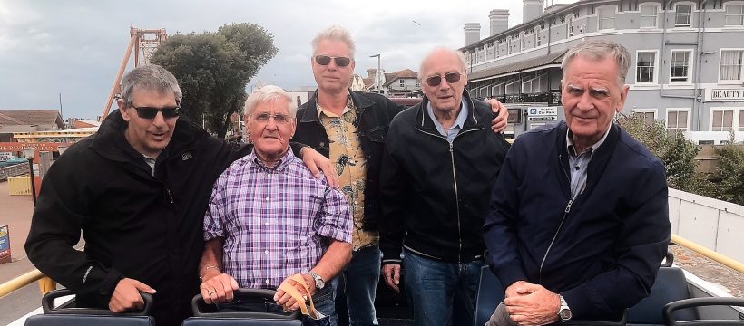 Some of the Geezers on an open top bus at Clacton