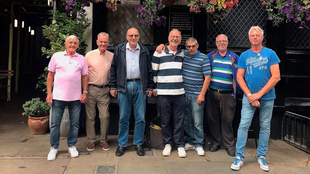 Some of the Geezers arriving at the Mayflower pub