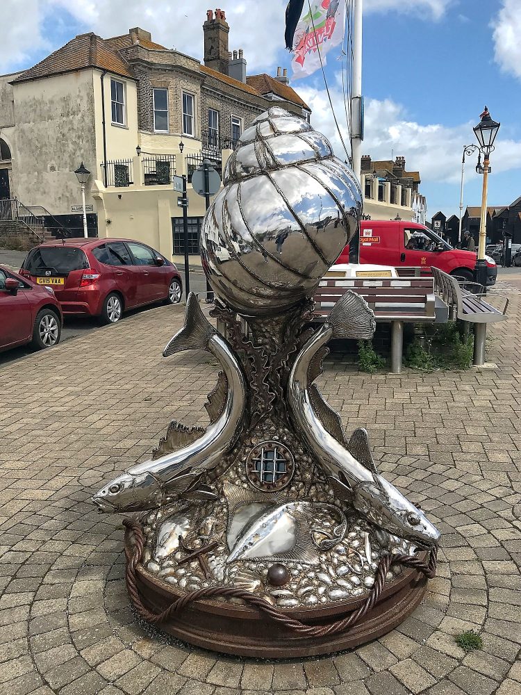 Winkle Island Sculpture by Leigh Dyer on The Stade at Hastings. Stade means landing place in Saxon