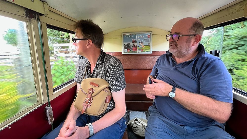 Jon & Paul on a Romney Hythe & Dymchurch Railway train