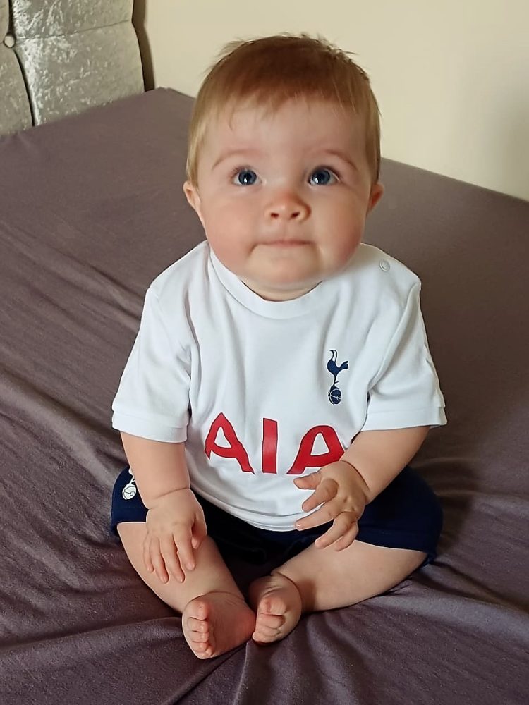 Little Dougie in his Spurs kit