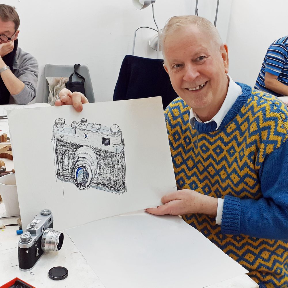 Lifelong photographer, Alan Tucker, took in an old camera to sketch