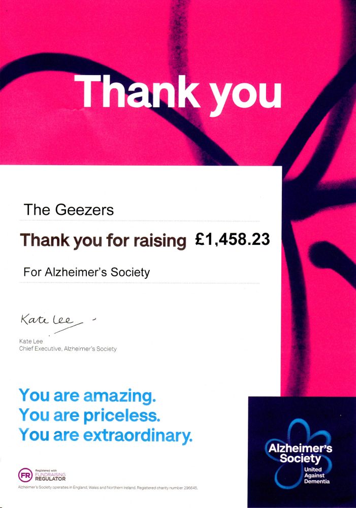 Alzheimer's Society thank you