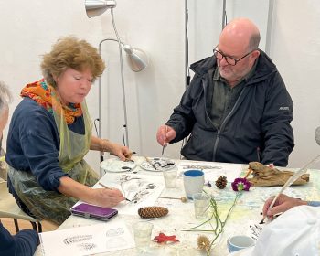 Joy Girvin teaching her 2nd art class to the Geezers at Chisenhale Studio