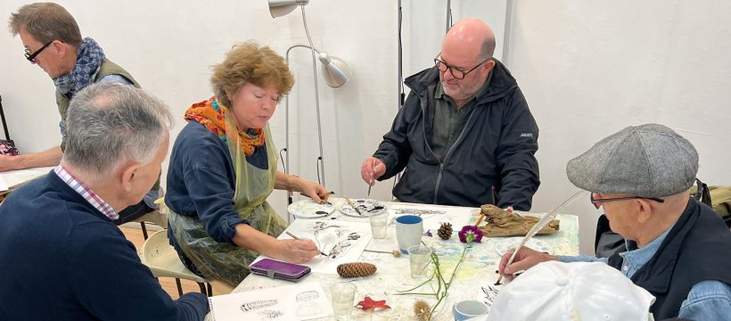 Joy Girvin teaching her 2nd art class to the Geezers at Chisenhale Studio