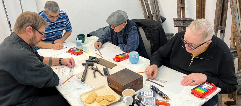 Geezers Drawing at Chisenhale studios