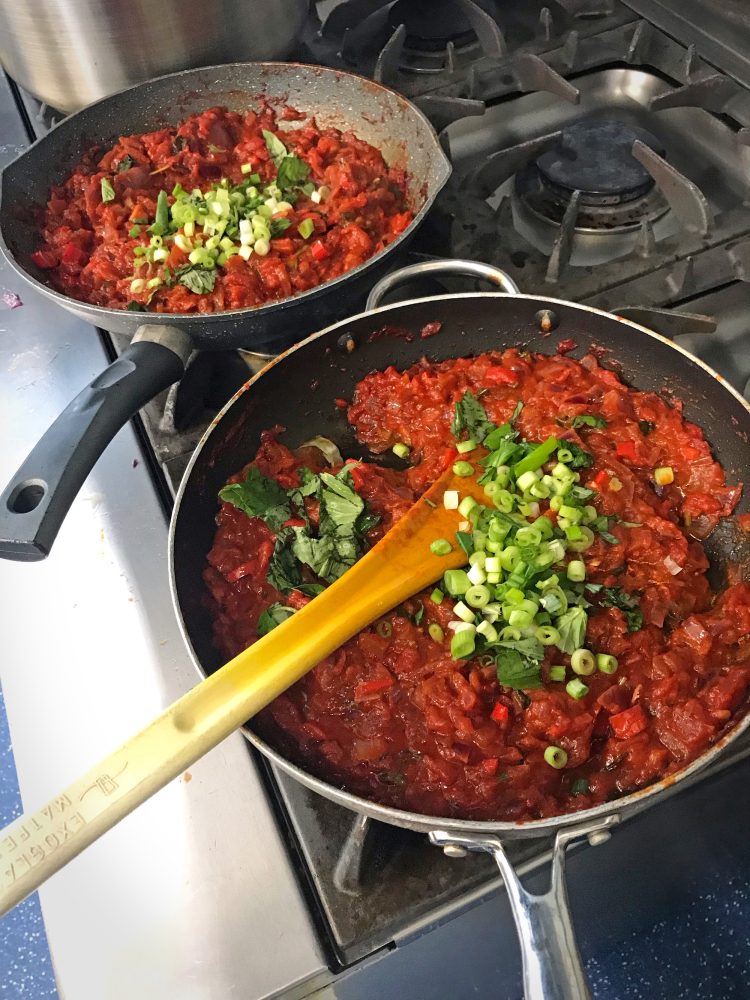 Preparing Vodka and Basil sauce