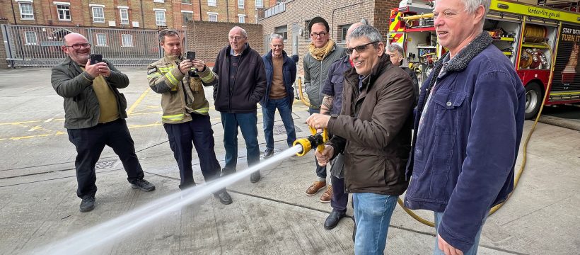 Geezer, Zaffer Hassan, on the fire hose