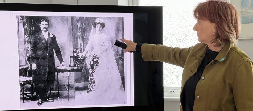 Esther Rinkoff showing her family history