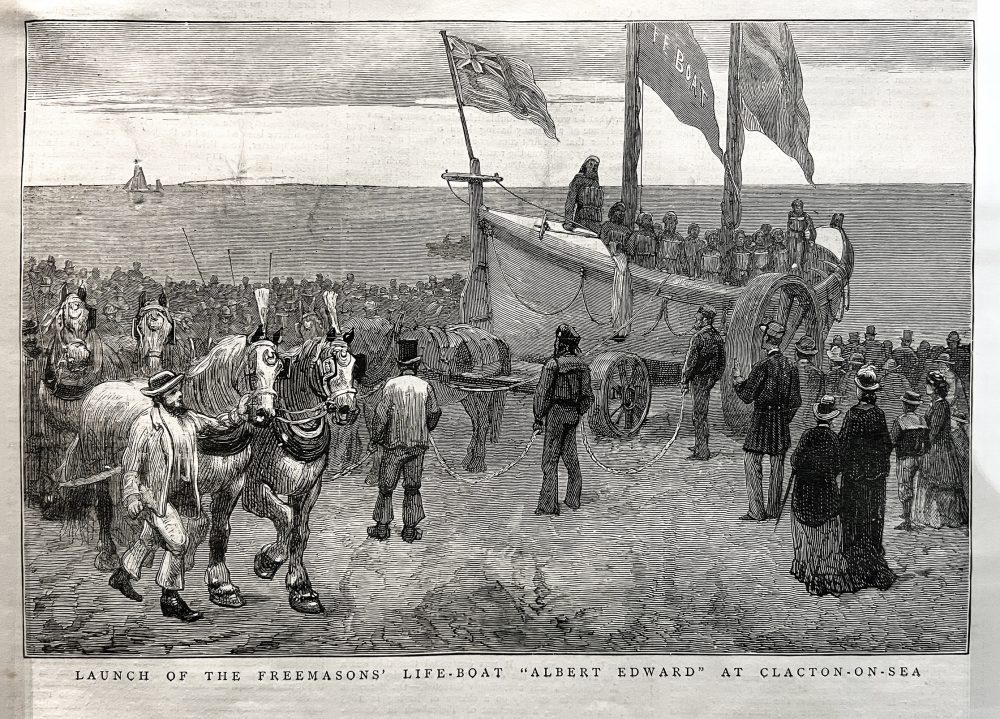 Launch of the Freemason's Lifeboat at Clacton, 1875