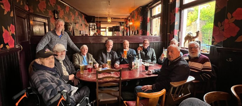 A group of Geezers in The Camel, Globe Road, Bethnal Green