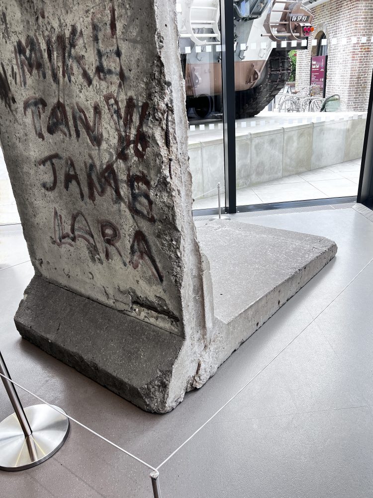 A section of the Berlin Wall built during the Cold War. National Army Museum London.