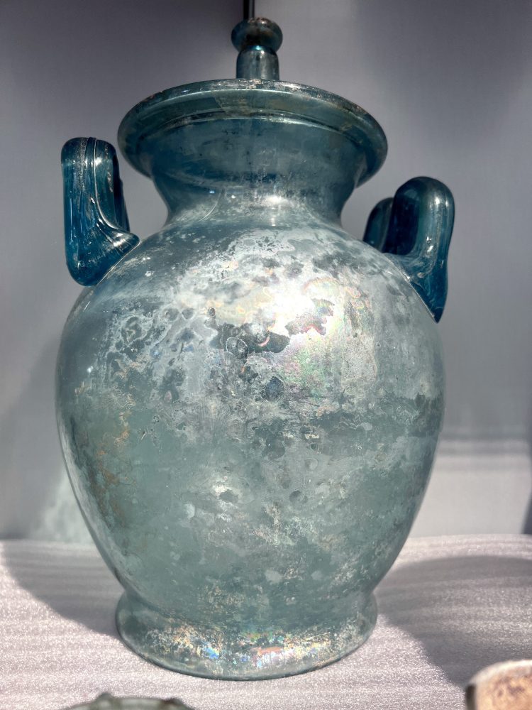 Roman Glass from 1st or 2nd Century AD. In the Cambridge Museum of Archaeology and Anthropology.