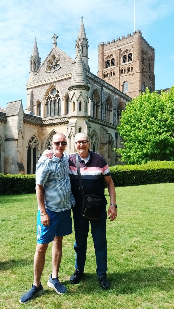 Simon & John Forster outside St Albans Cathedral